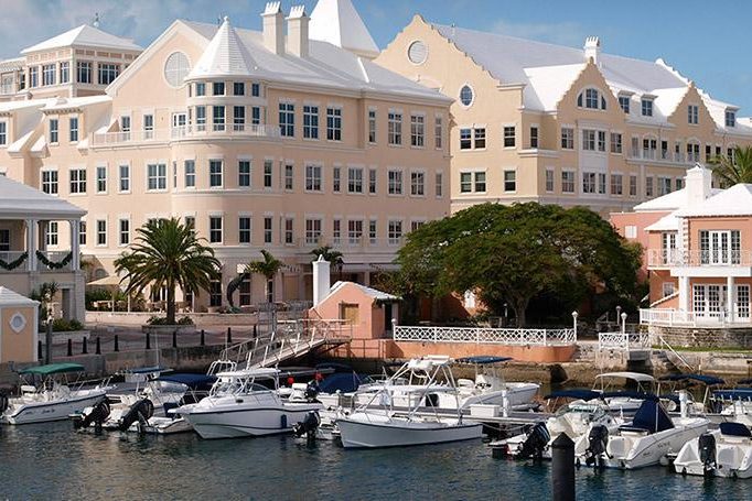 The Waterfront buildings and marina, Hamilton, Bermuda